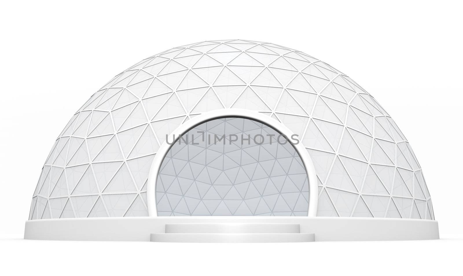 Empty exhibition / trade event tent against a white background. 3D rendered image.
