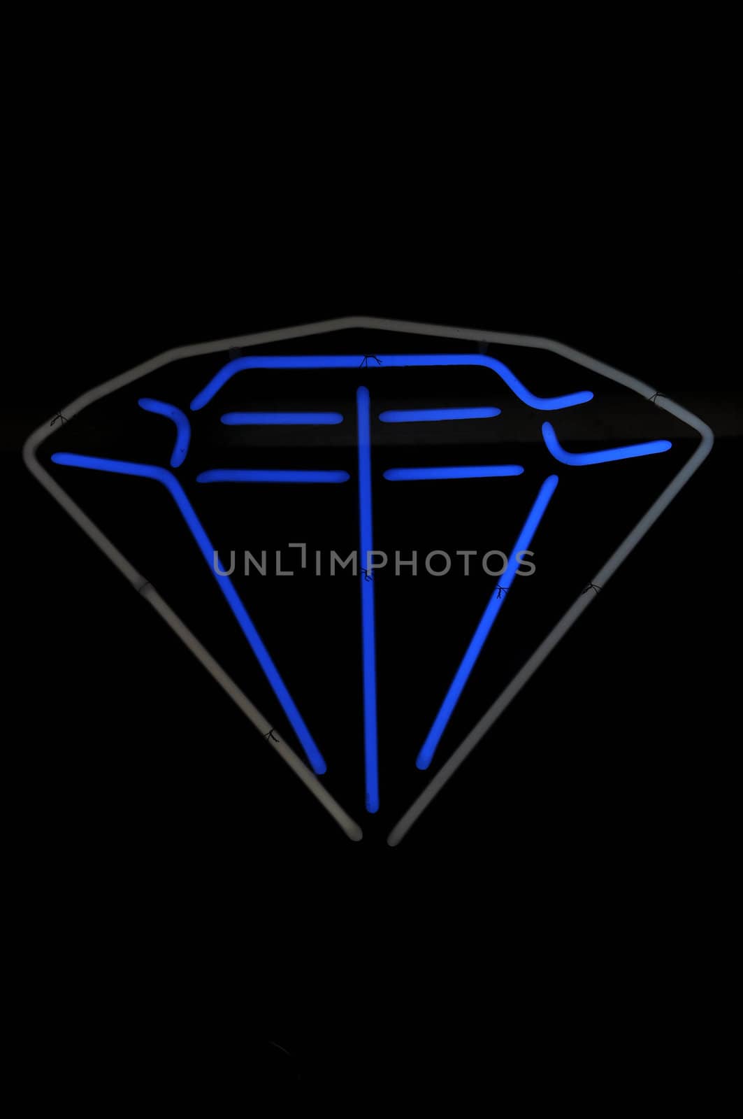 Diamond Neon Blue and Gray Glowing Sign