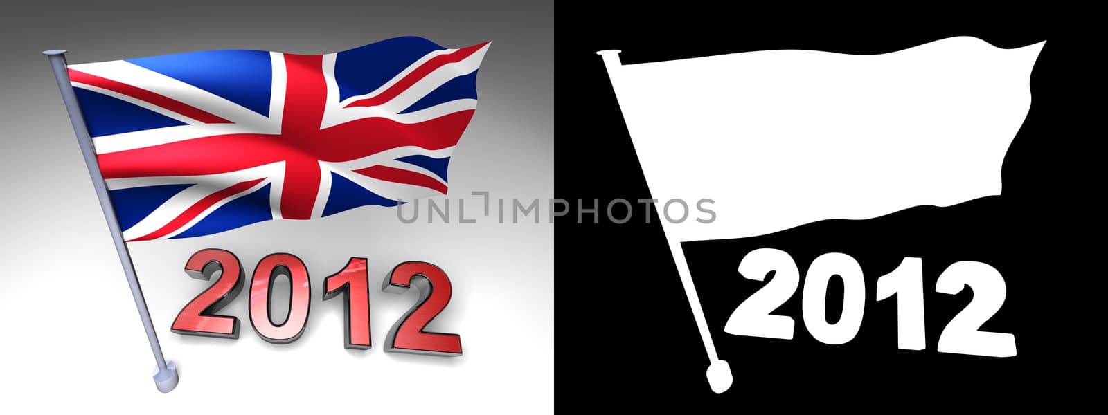 2012 design and Britain flag on a pole by shkyo30