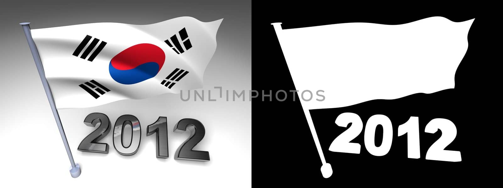 2012 design and South Korea flag on a pole by shkyo30