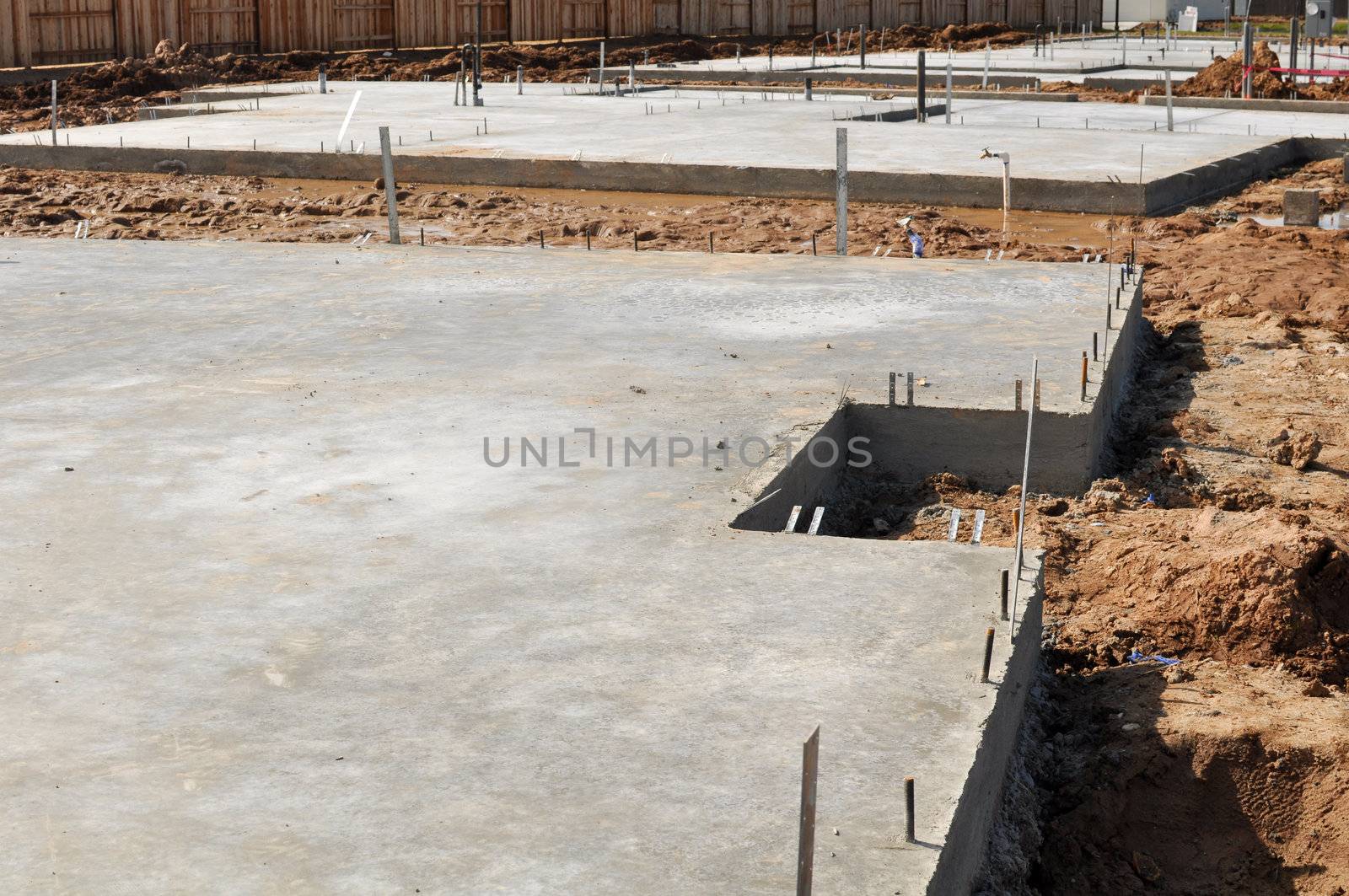New Property Home Foundation Construction with conrete slab