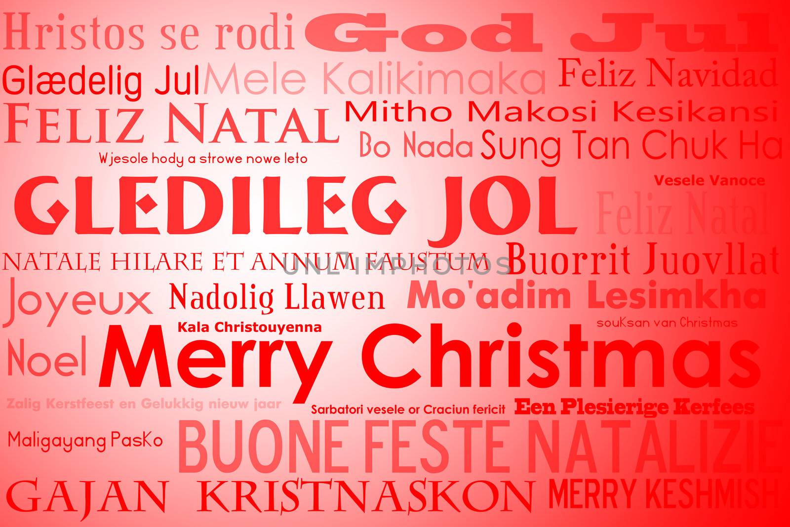 A merry christmas tag cloud with many different languages saying merry christmas