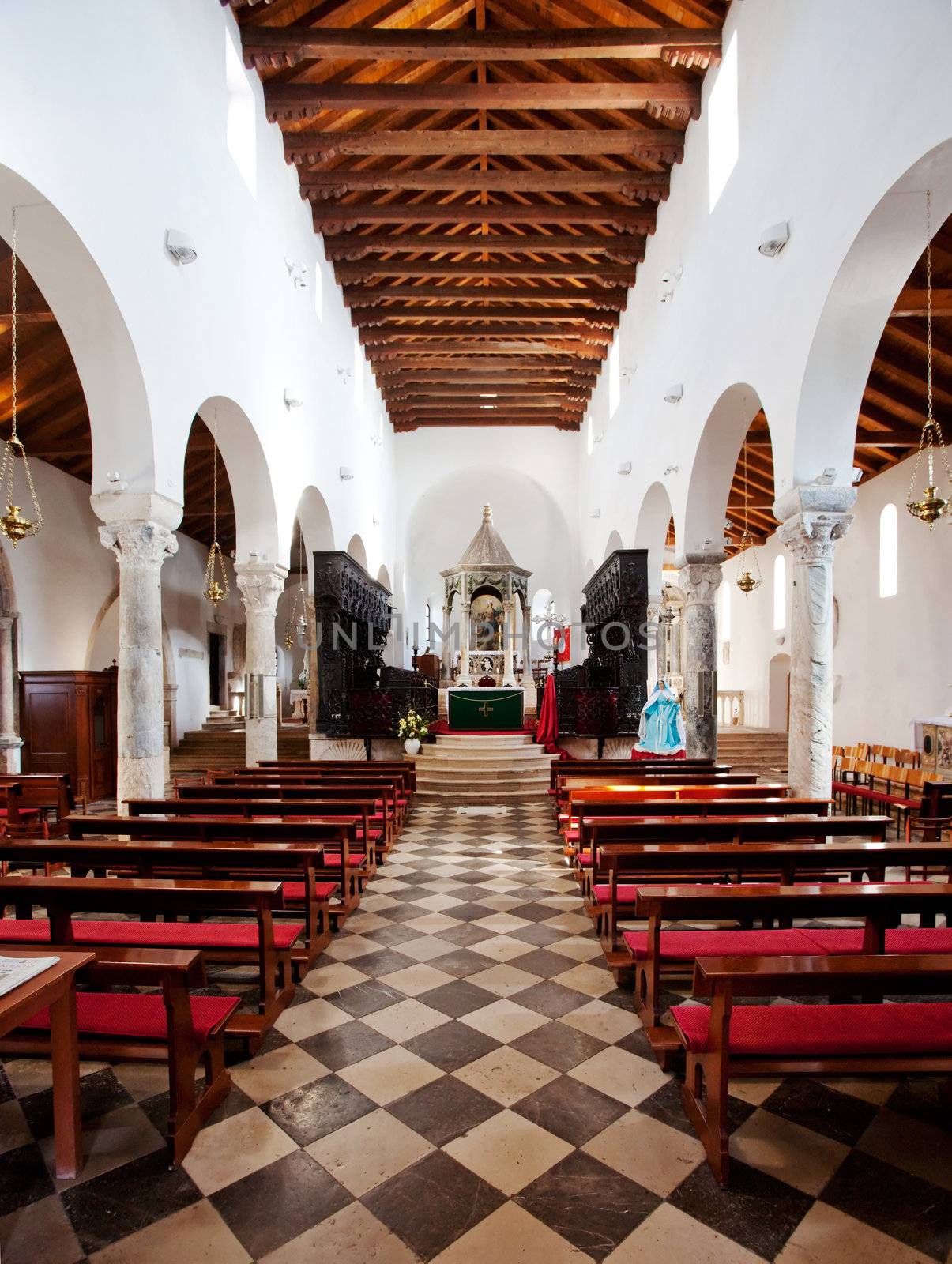 Interior Old Cathedral by leaf