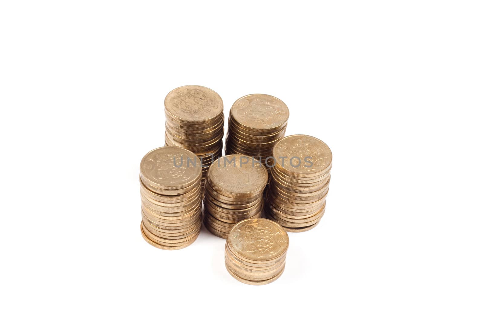 Shot of coins towers isolated on white