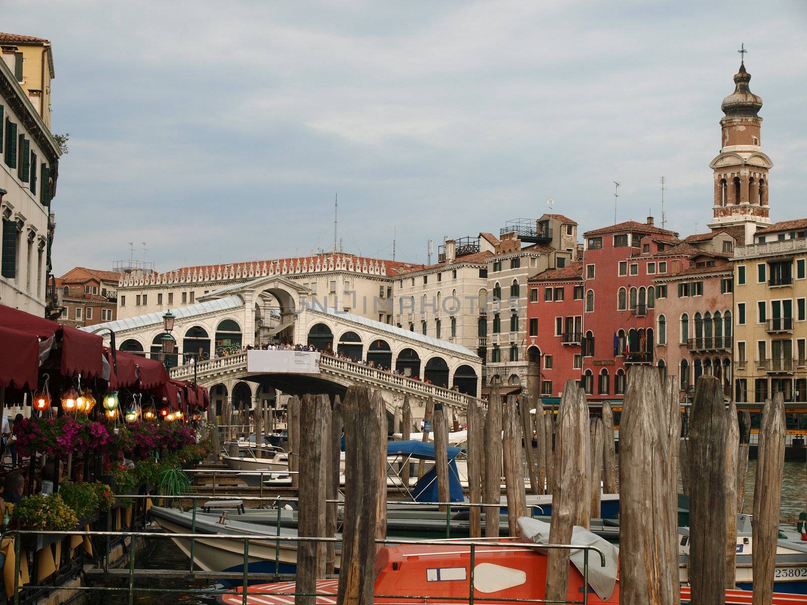 Venice - Parking gondolas nearby Rialto Bridge