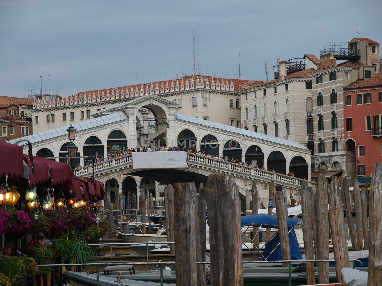 Venice - Parking gondolas nearby Rialto Bridge