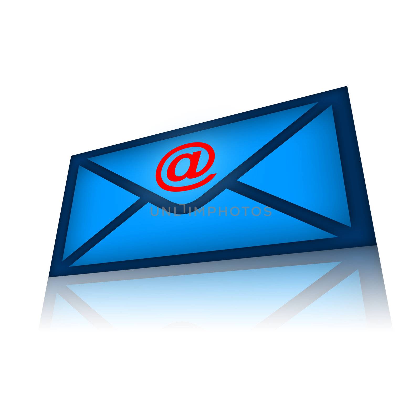 Email blue envelope over white background