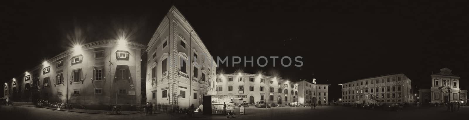 Night View of Famous Piazza dei Cavalieri in Pisa, Italy