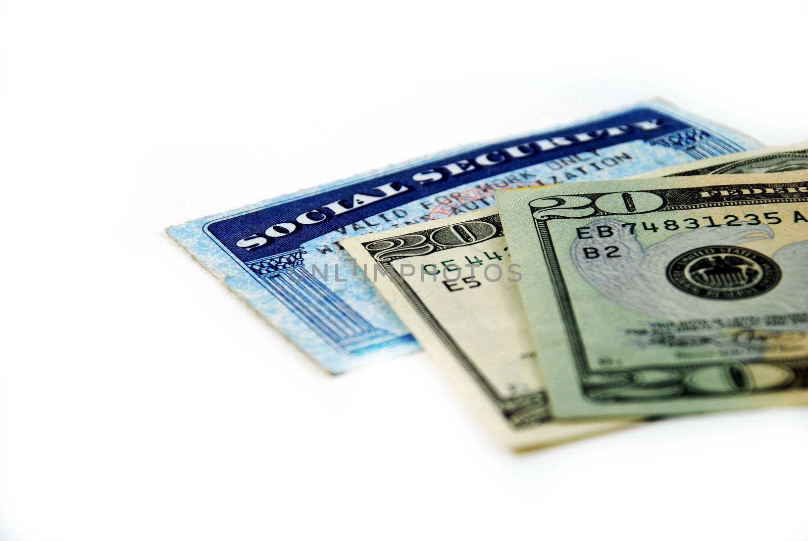 stock pictures of a social security card and money 