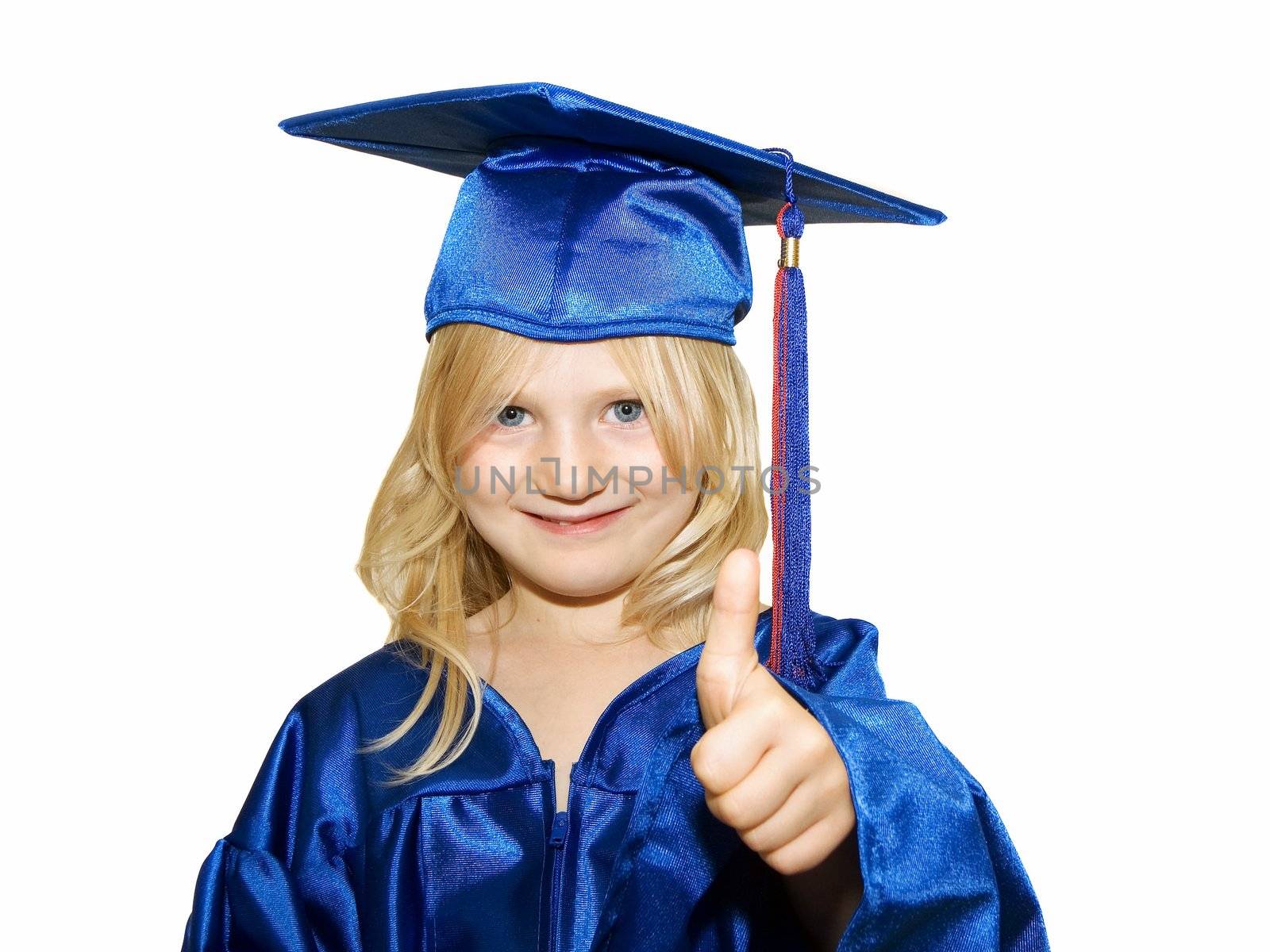 Little girl graduate isolated on white background