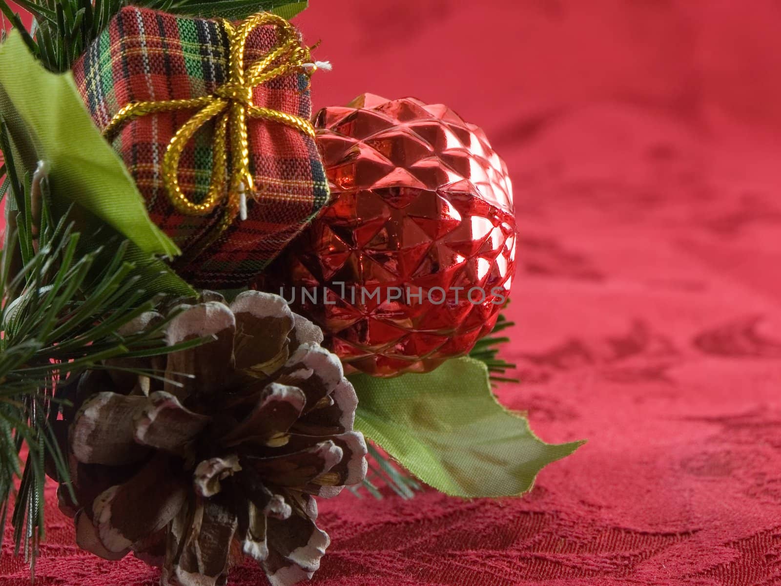 Christmas decoration with a textured red background