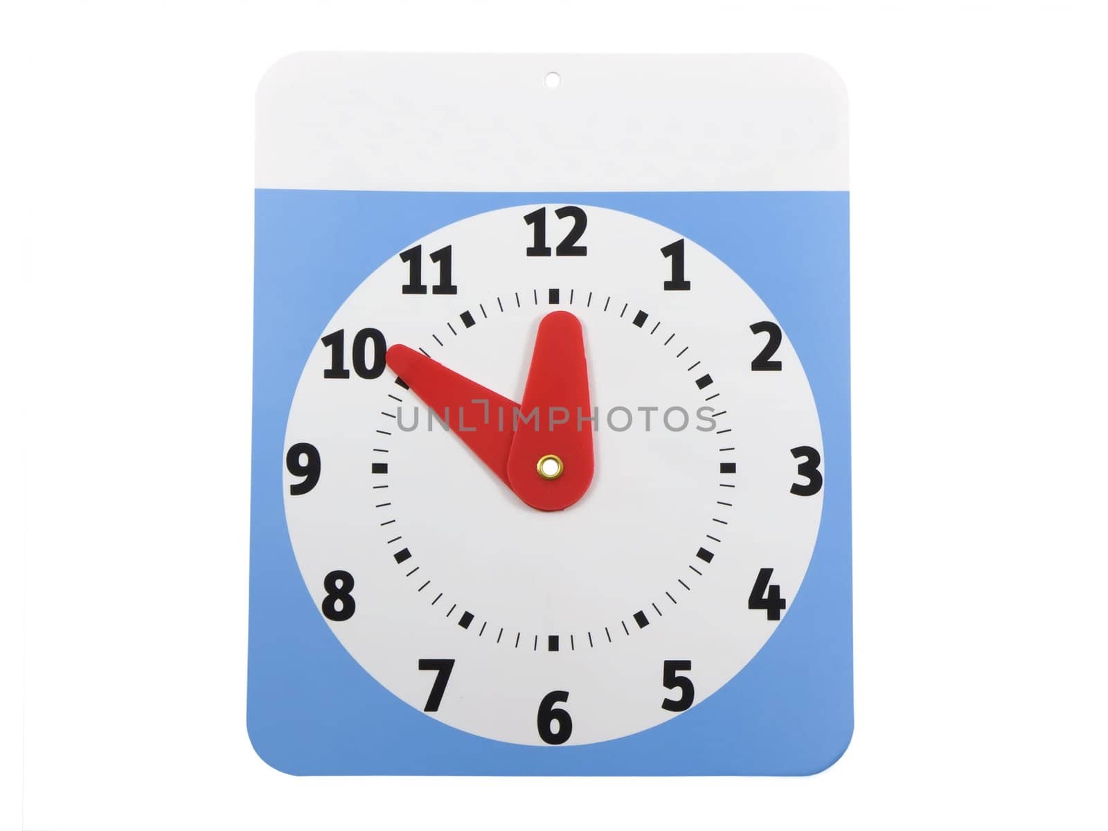 Blank top on a will return clock, add your own text. Isolated on white