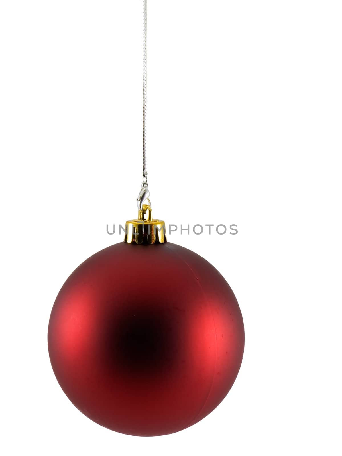 Red christmas ornament isolated on a white background