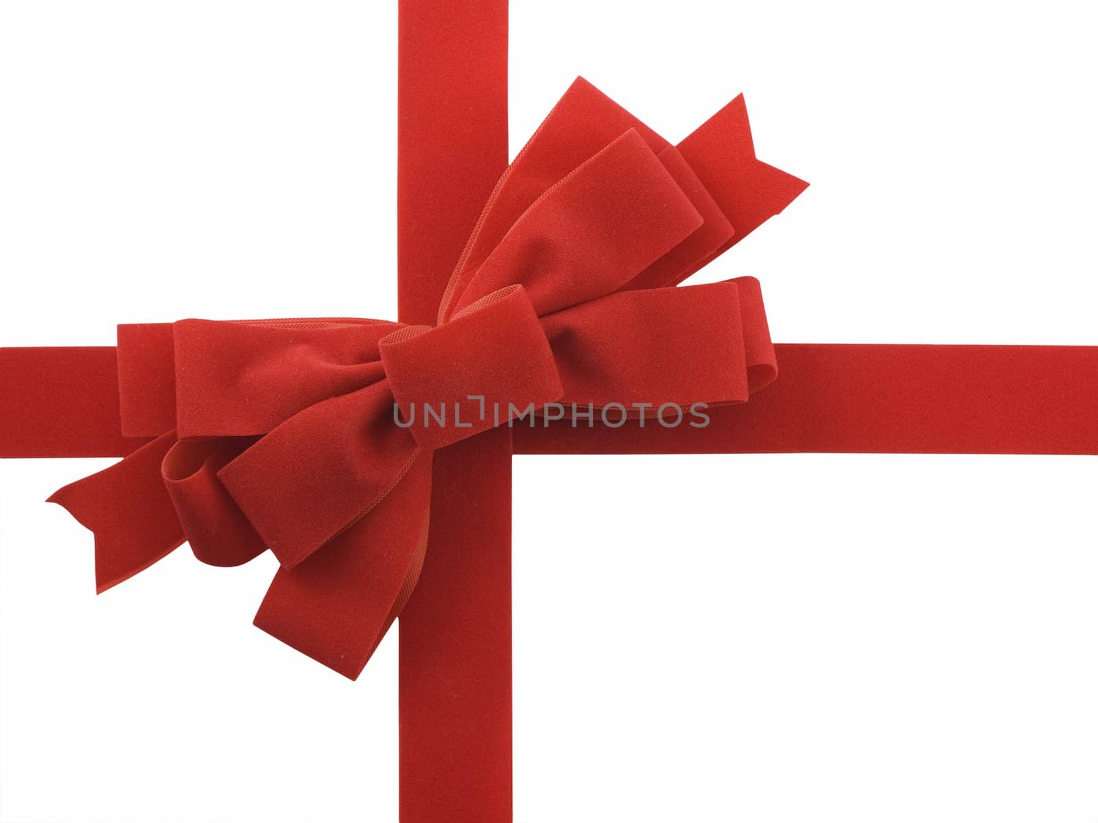 Red ribbon and bow isolated on white