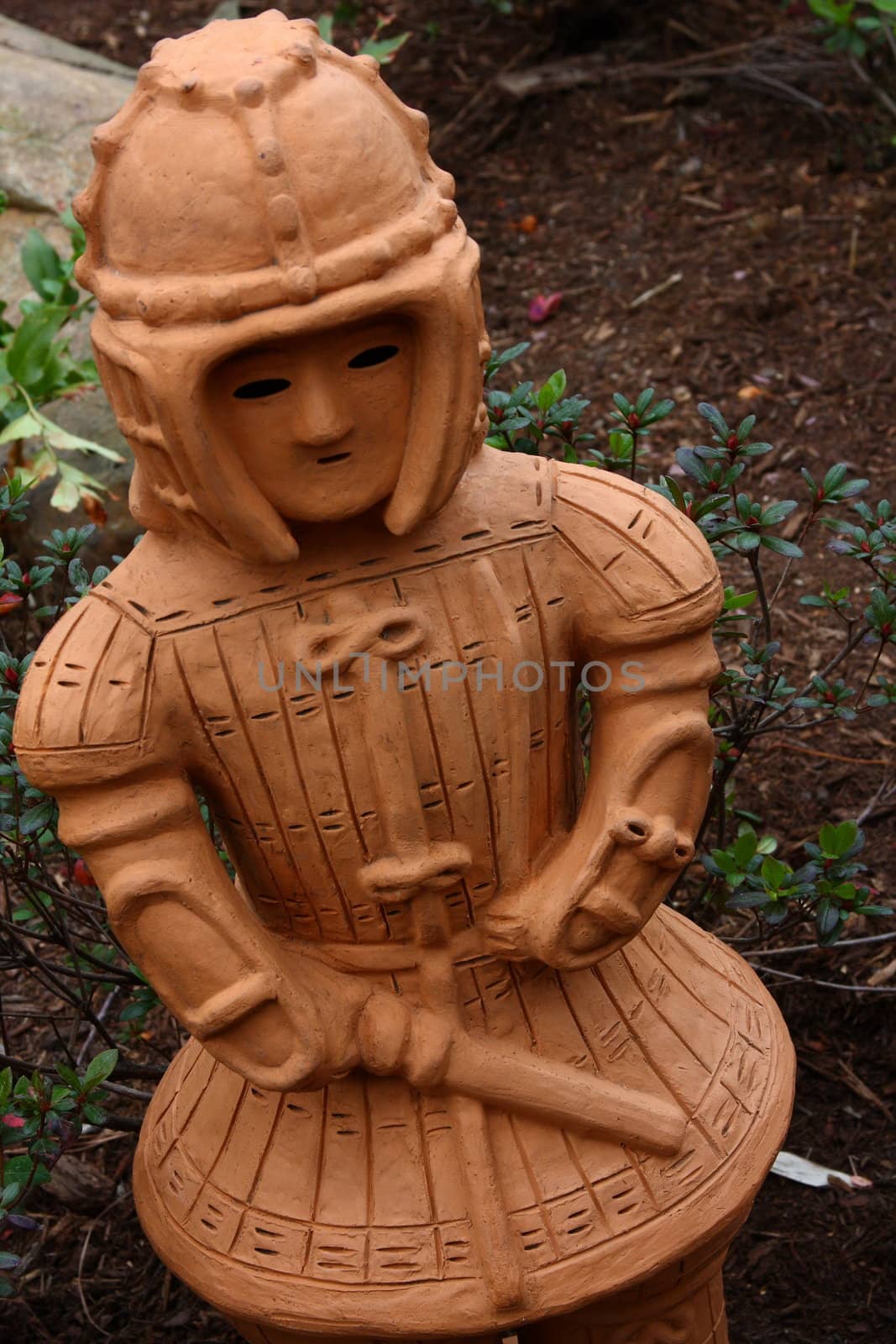Japanese Haniwa Doll in a garden