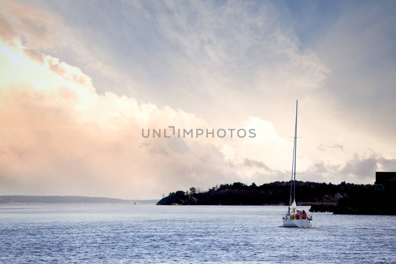 A small sail boat near Fredrikstad, Norway