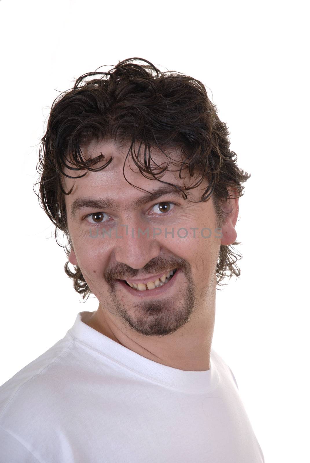 young man portrait in a white background