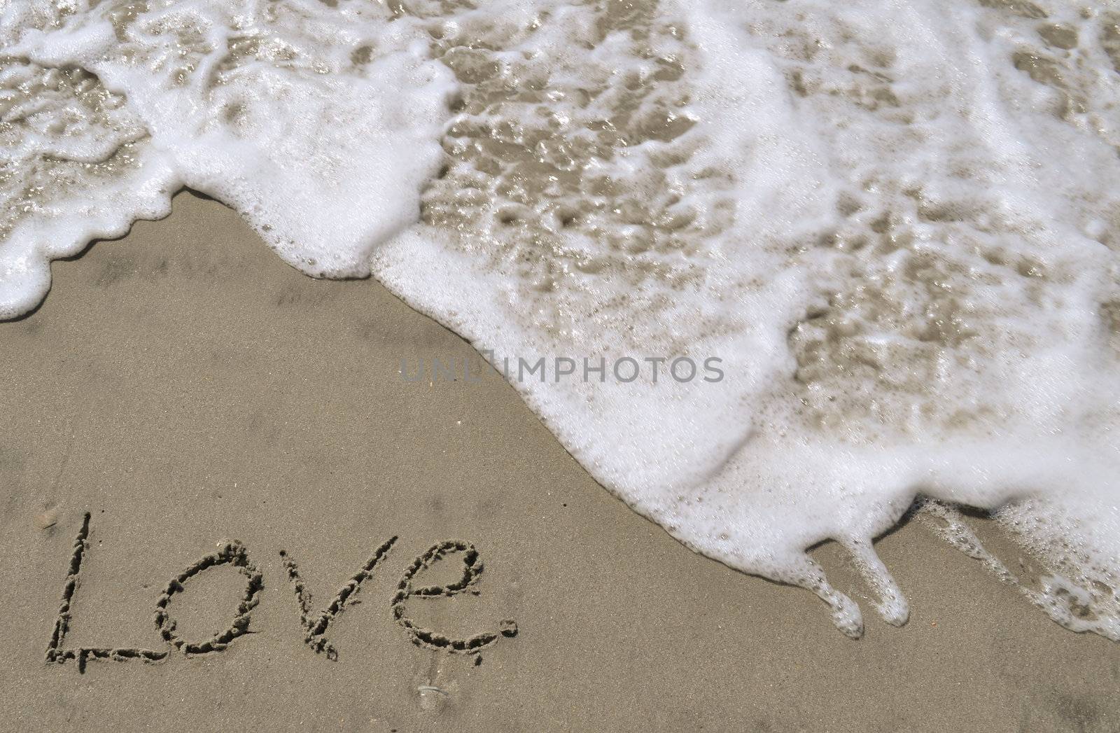 Love written in the sand with wave 3
