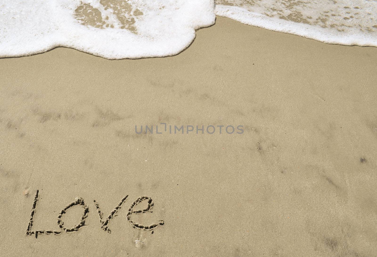 Love written in the sand with wave 26