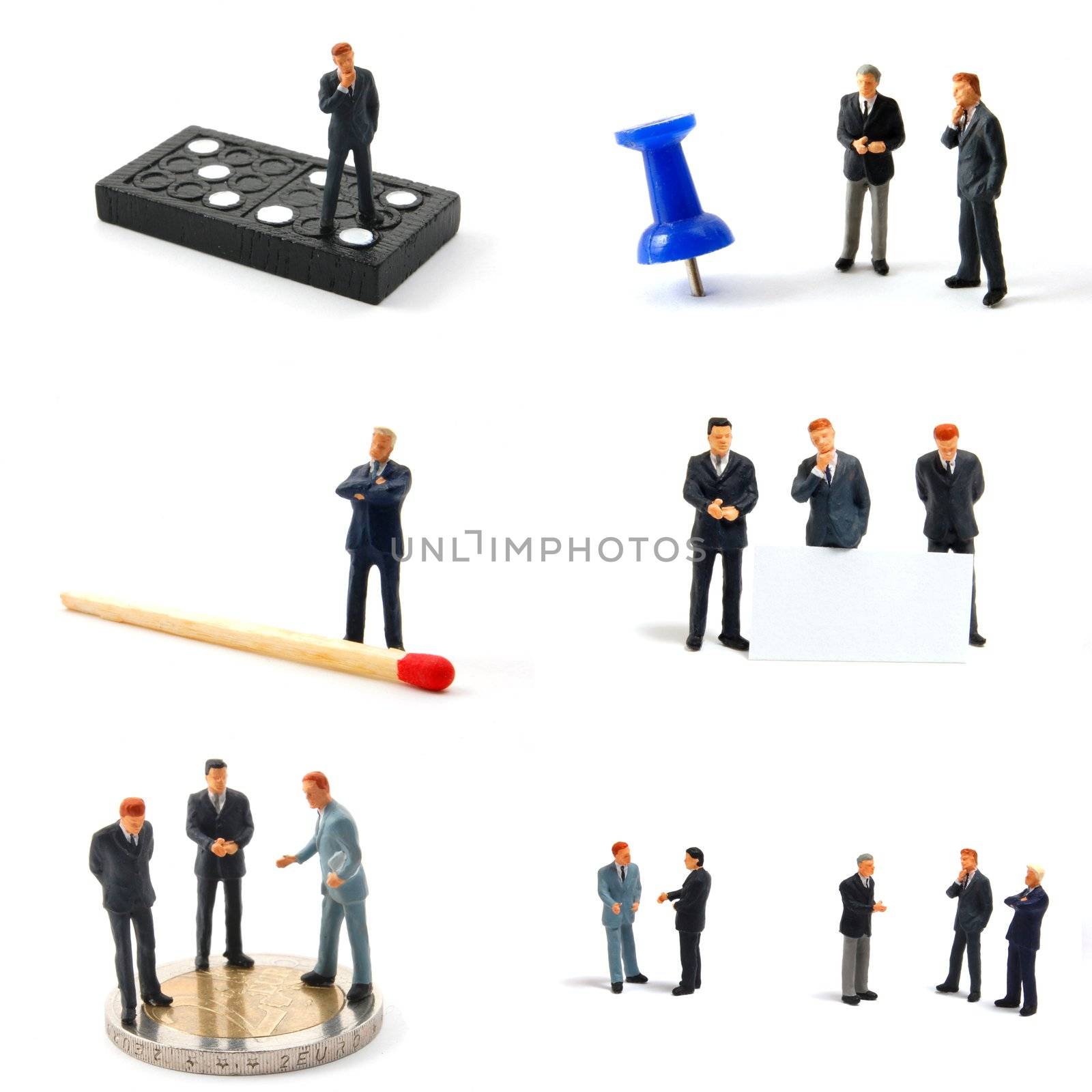 tiny toy business man collection isolated on a white background