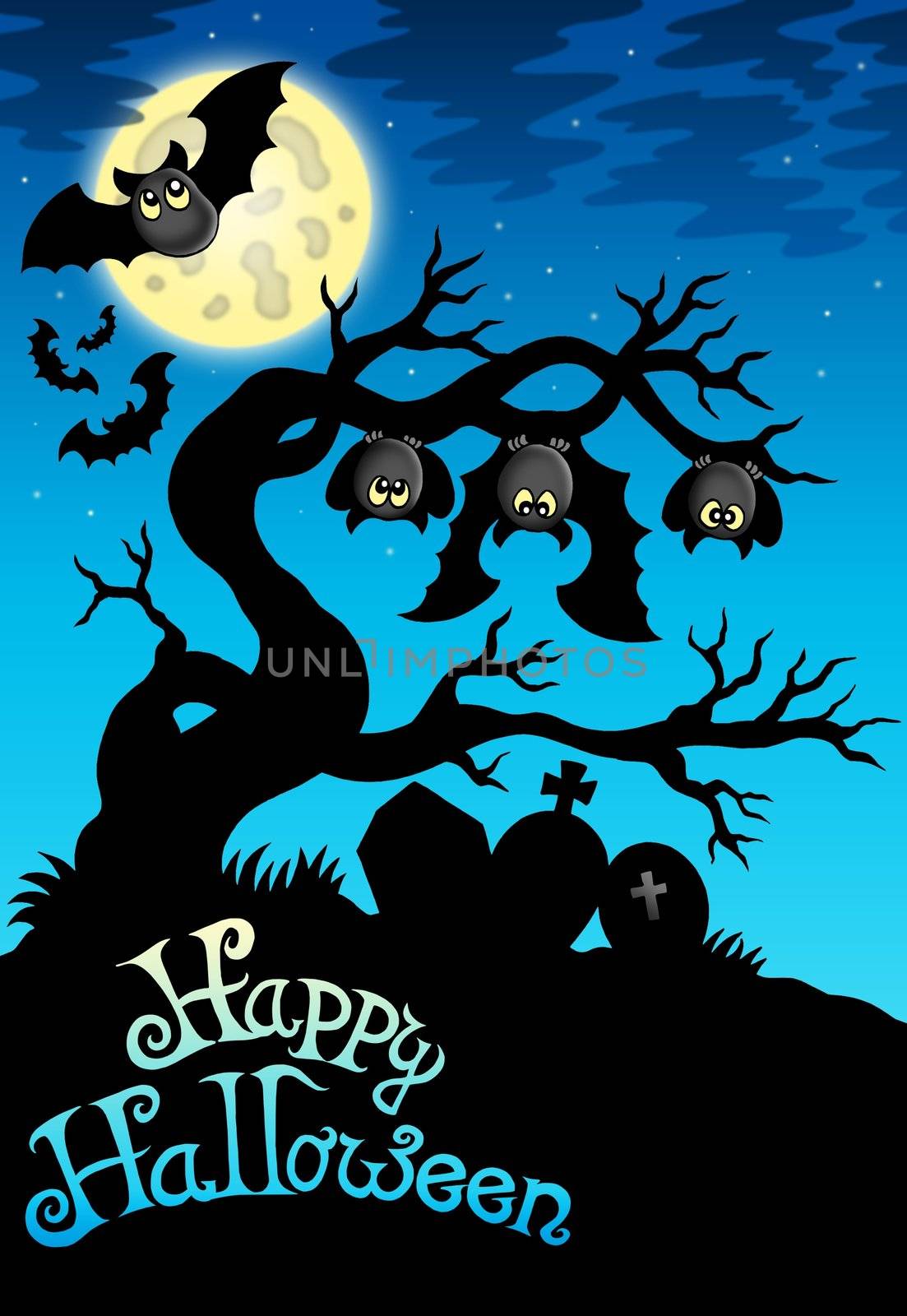 Happy Halloween sign with bats by clairev