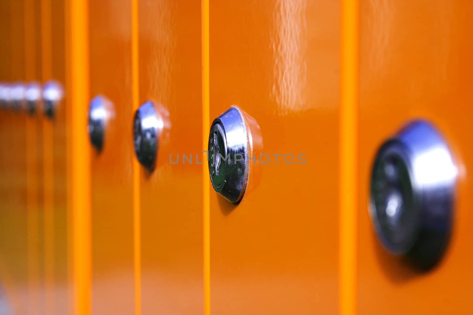 Yellow letterboxes maded from steel have stainless locks