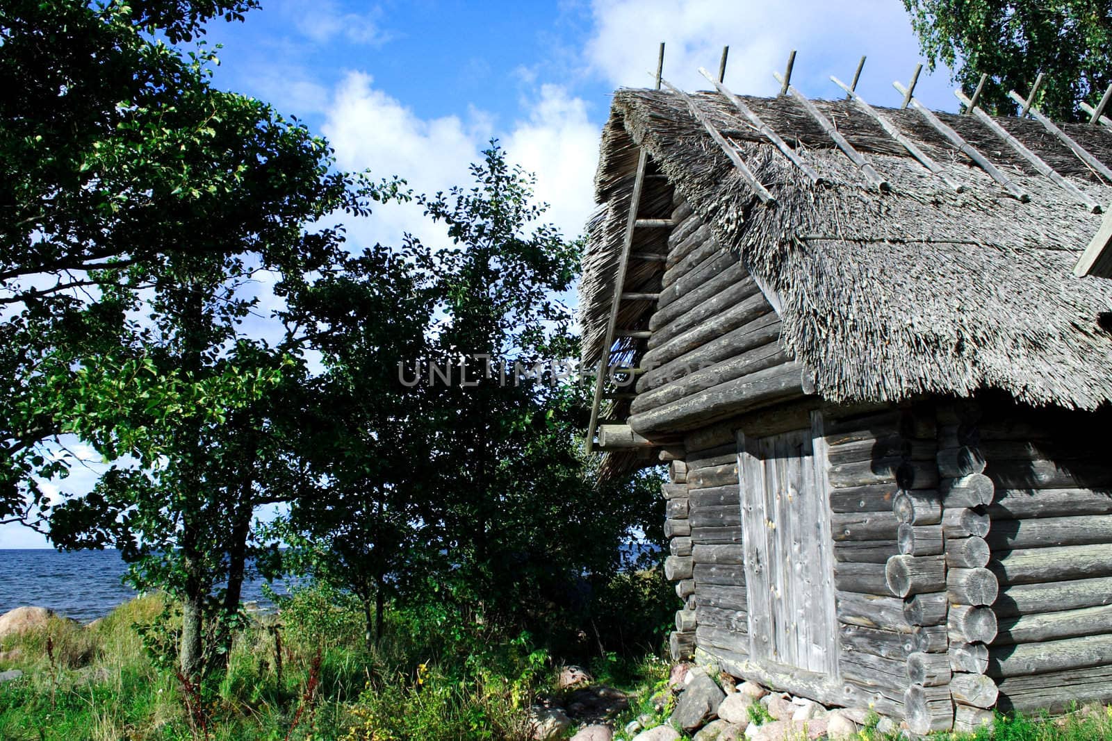 Old house whose roof were maded from reed