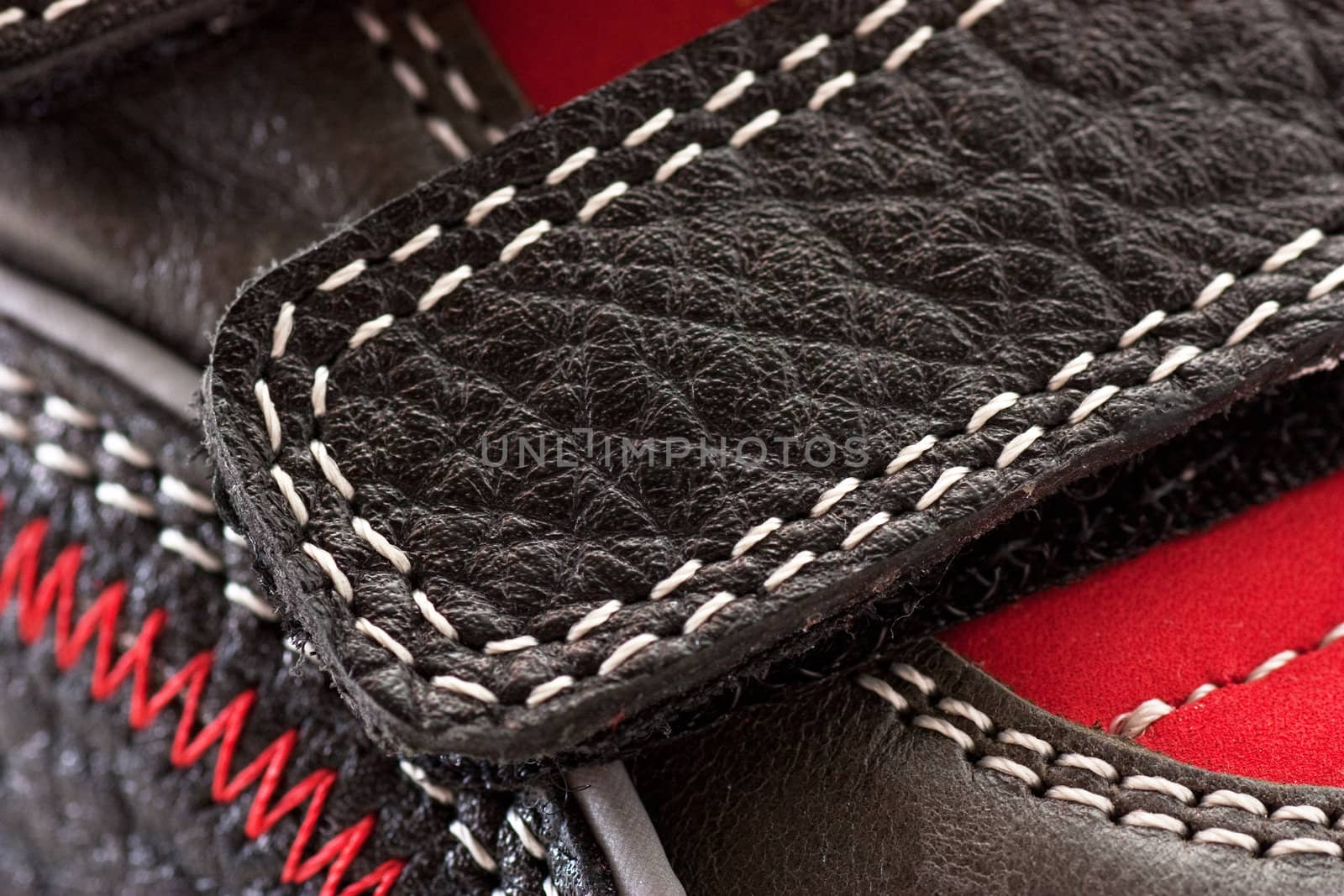 Macro view of velcro on a child shoe