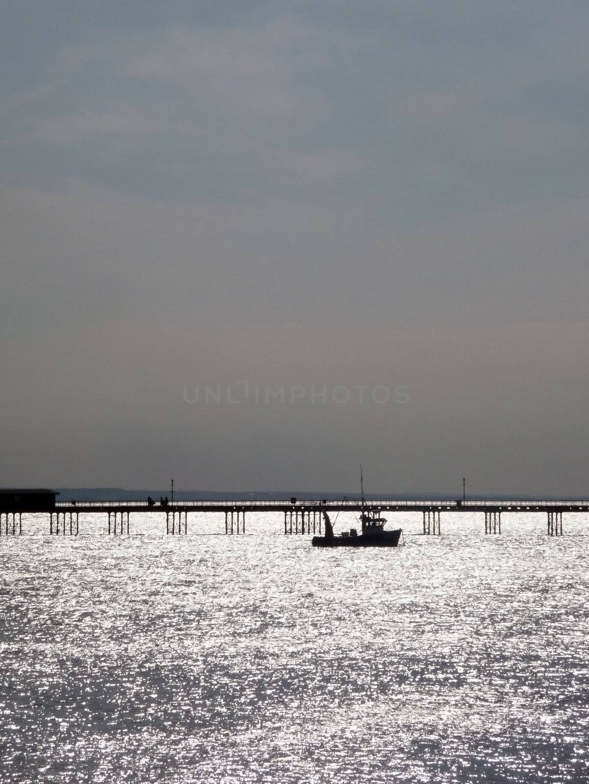 A boat that is by the pier in Southend.