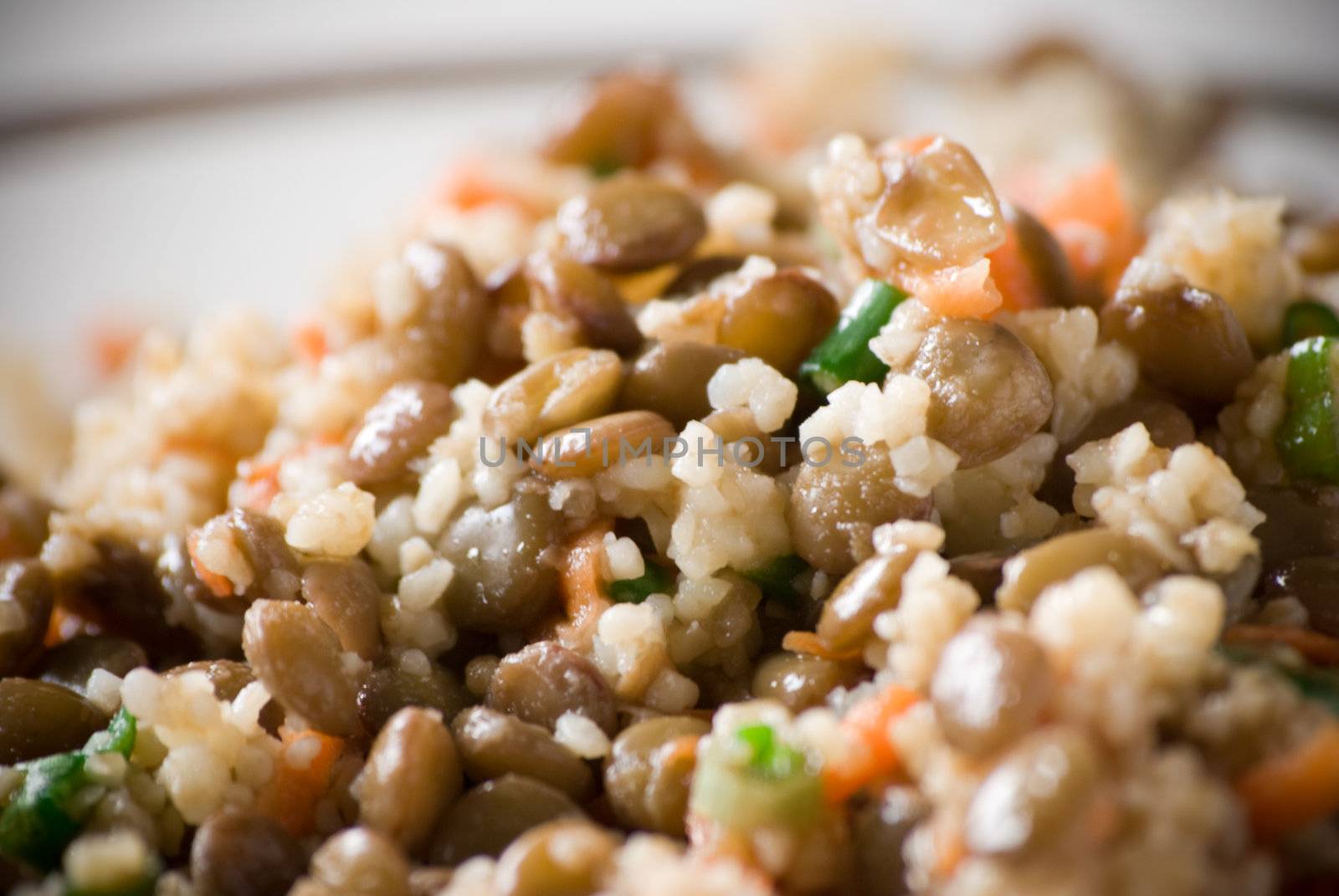 Mixed vegetable rice in close up