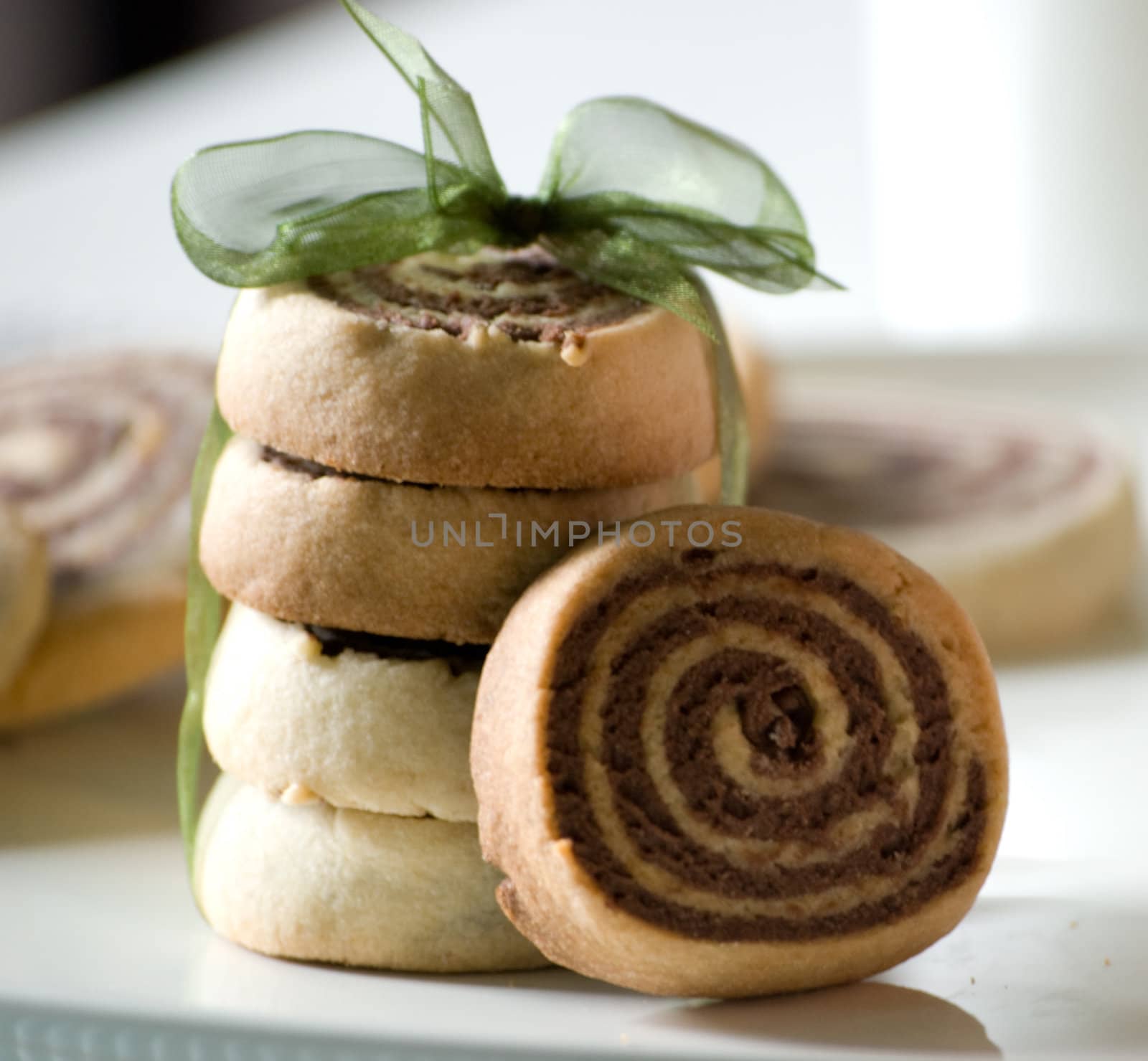 Close up stack of cookies