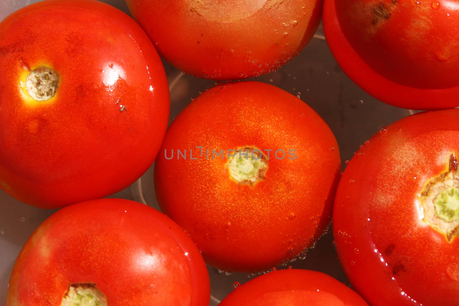 fresh tomato floating in clear water