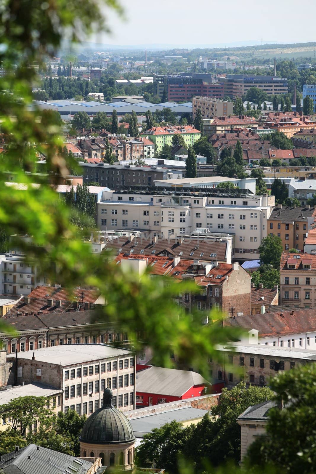 Panorama of Brno from top view during sunny day