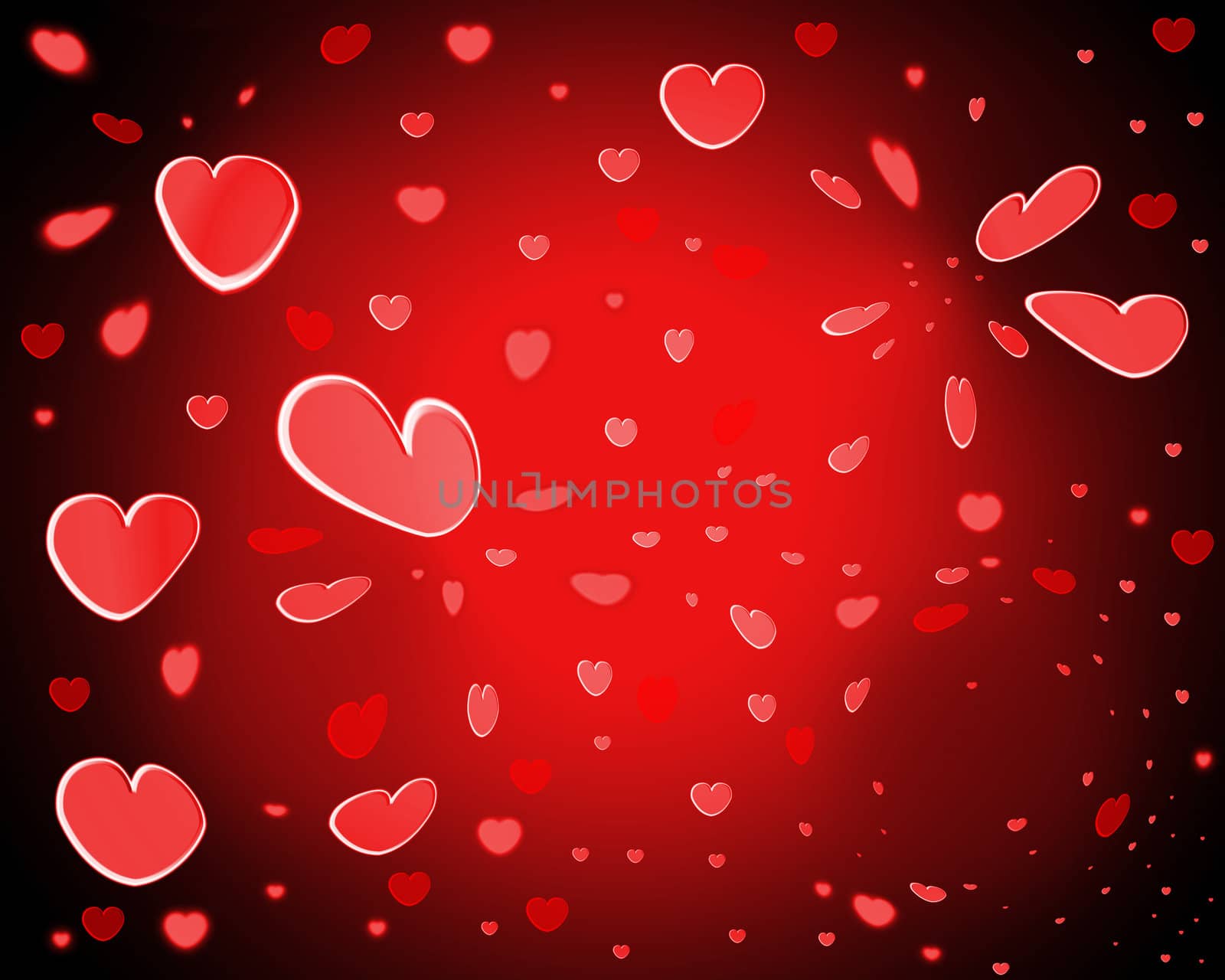 A collection of love hearts for romantic concepts.