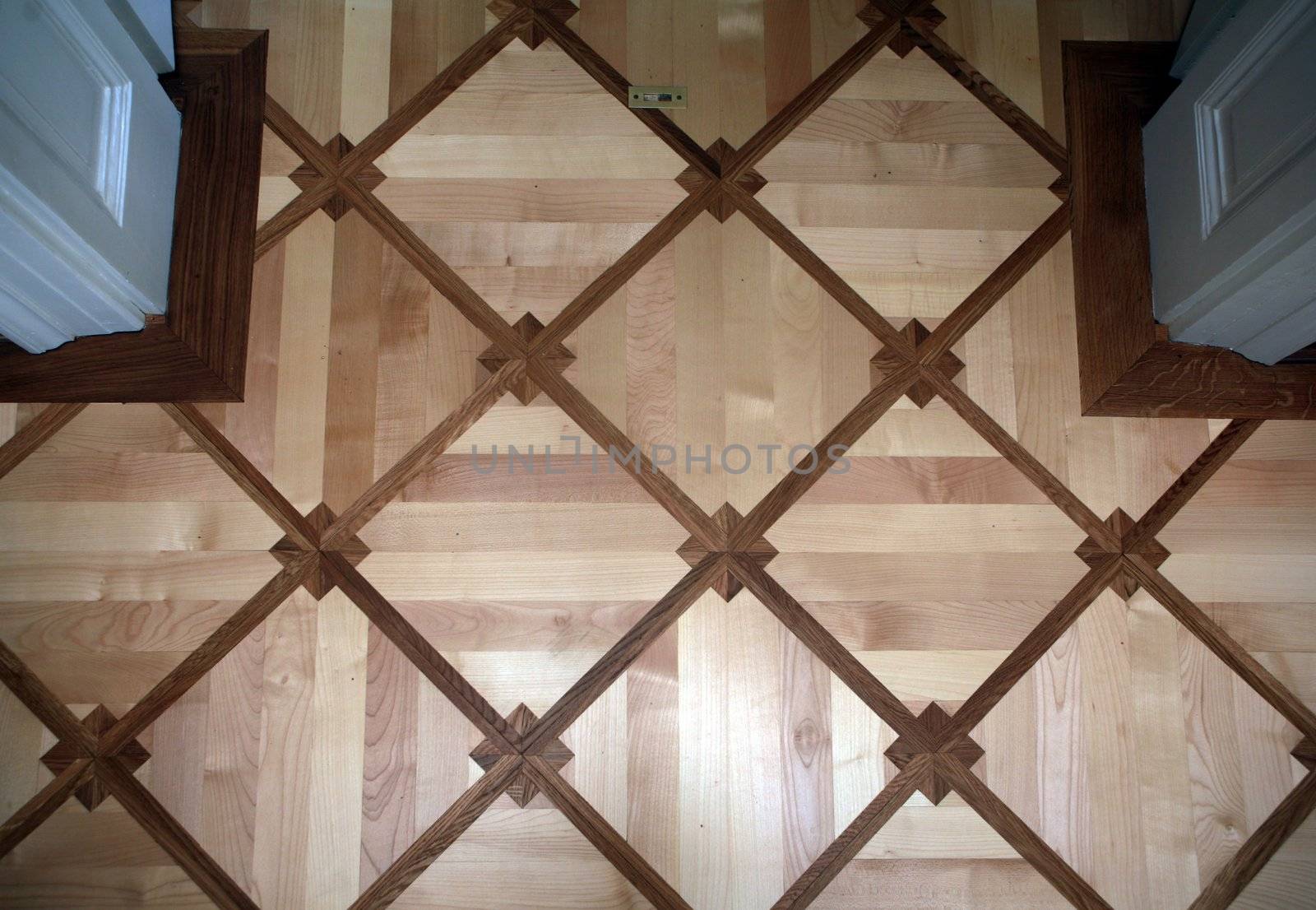Detail of ornamental wooden pattern parquet floor