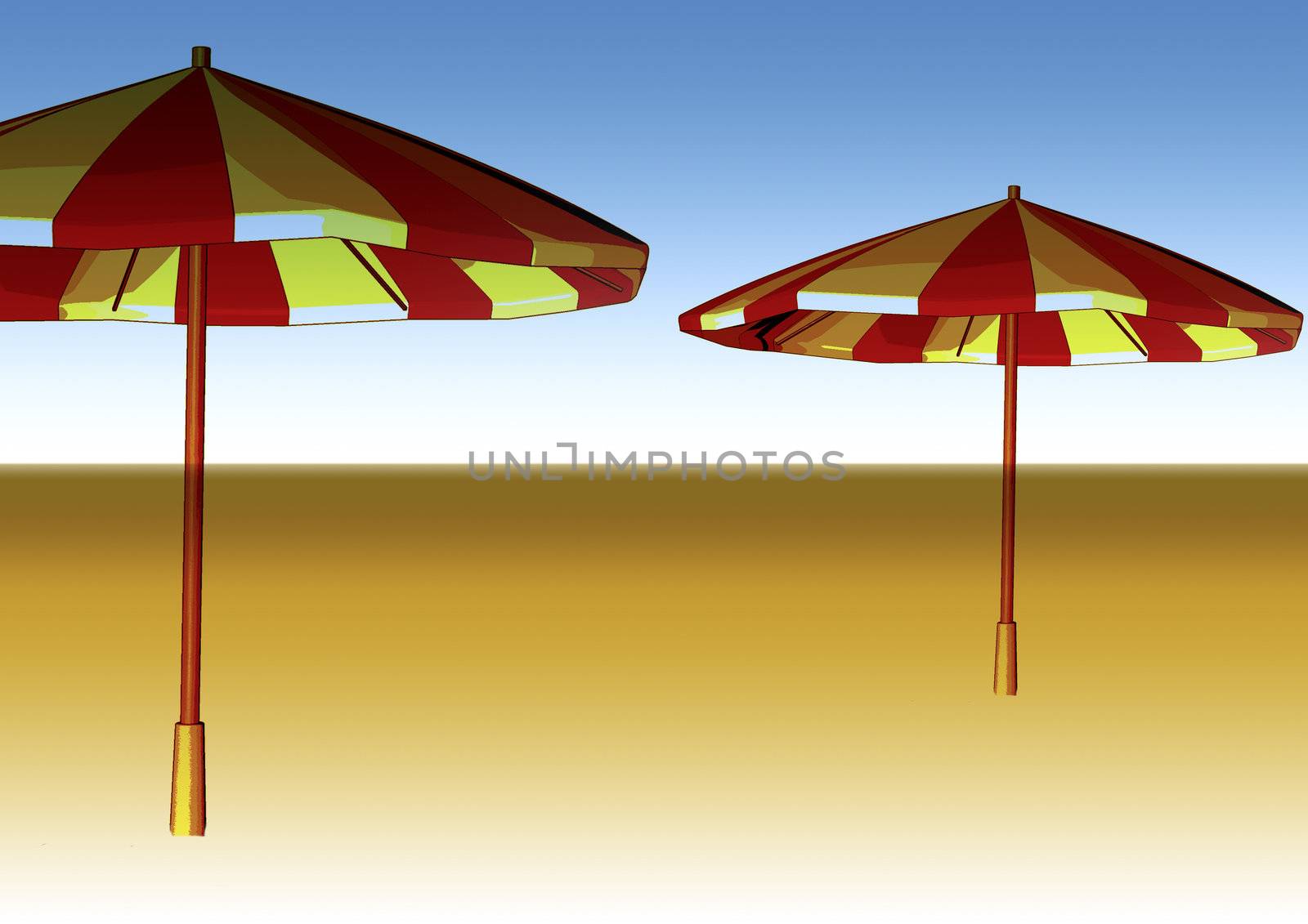 sketched illustration of two beach umbrellas by paddythegolfer