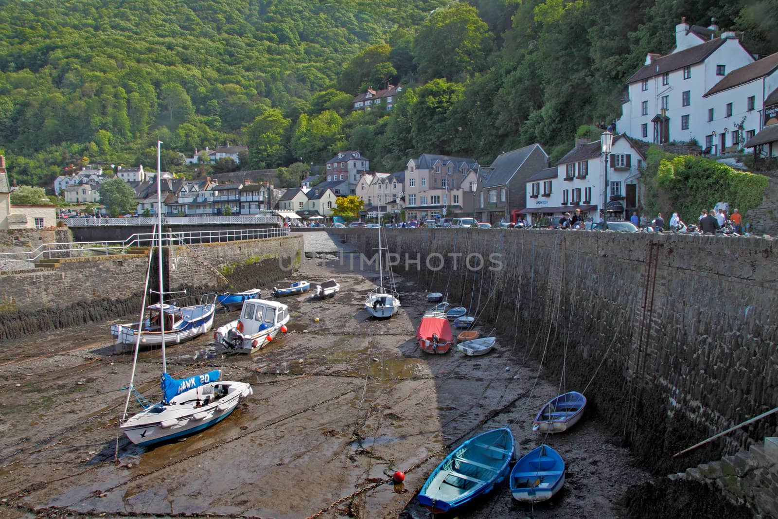 Low tide at Lynmouth harbour in North Devon, England