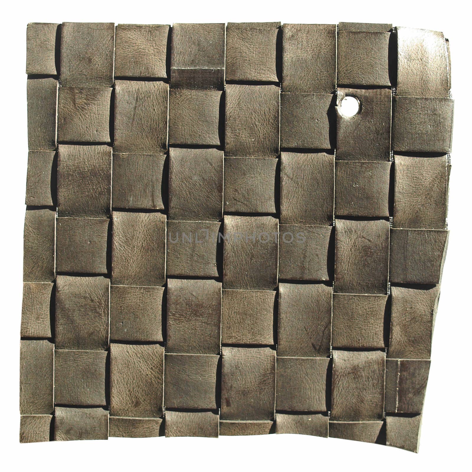 A leather fiber sample - isolated over white background