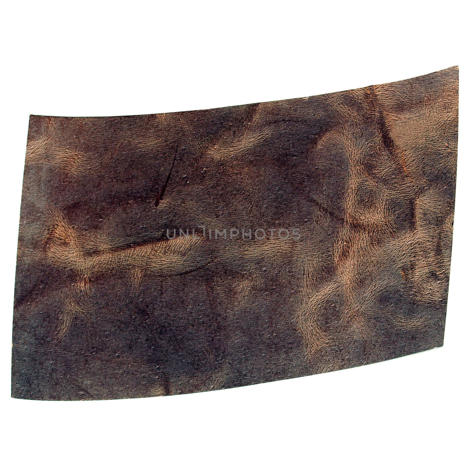 A leather fiber sample - isolated over white background