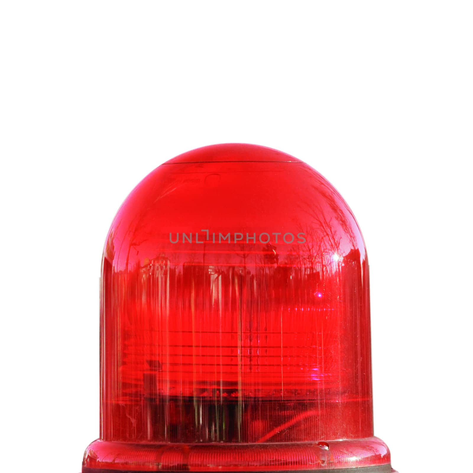 Coloured led strobe rotating police car light - isolated over white background