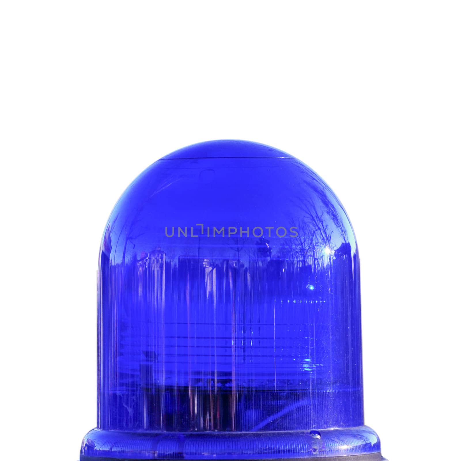 Coloured led strobe rotating police car light - isolated over white background