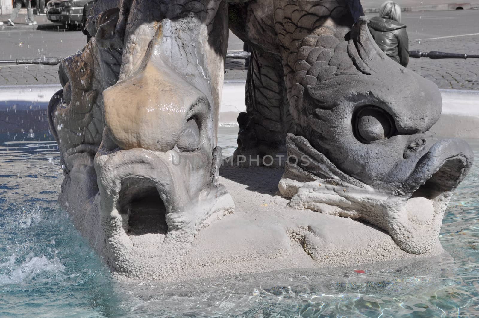 Baroque Triton Fountain (Fontana del Tritone) in Rome, Italy