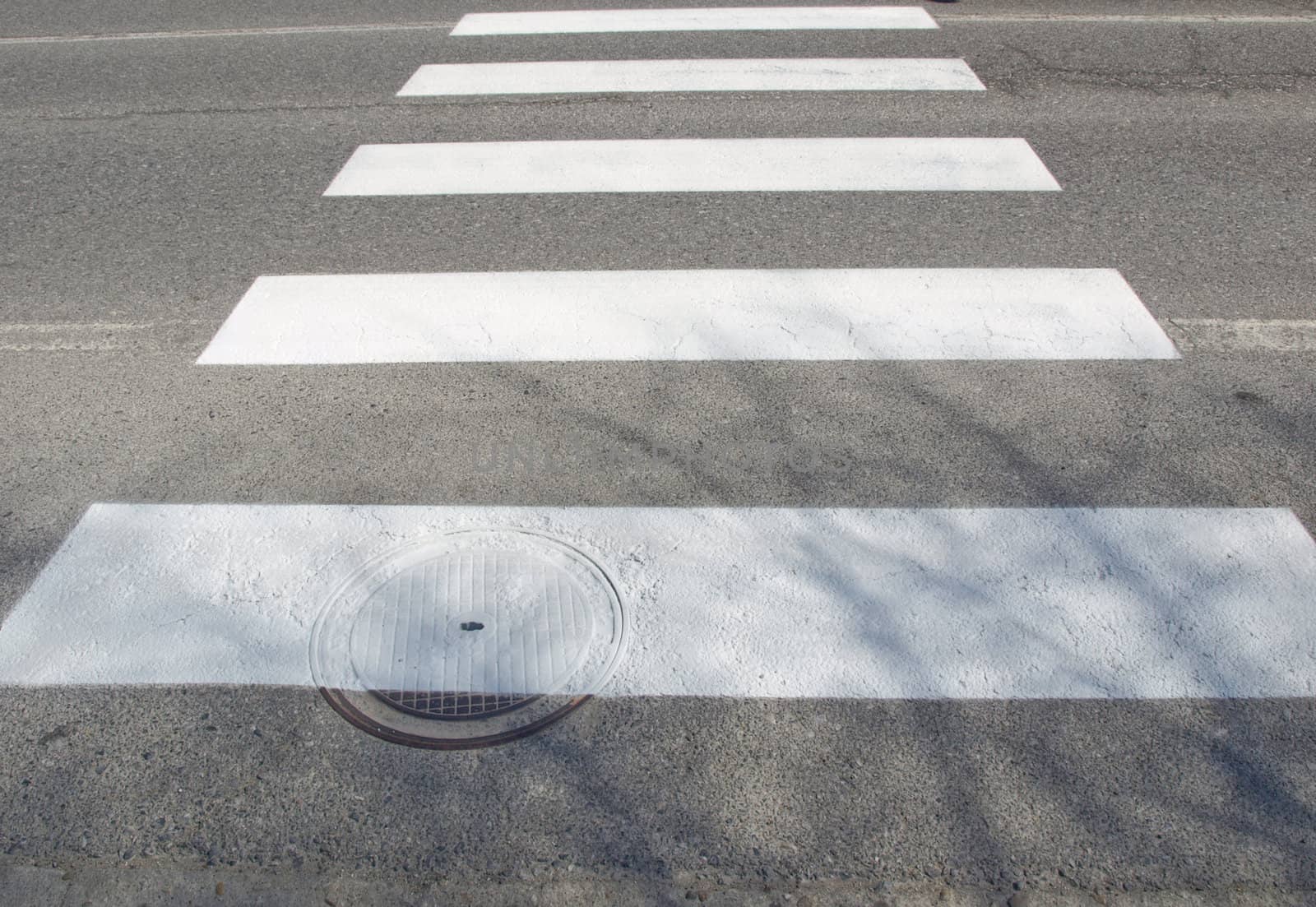 Detail of zebra crossing (pedestrian traffic sign)