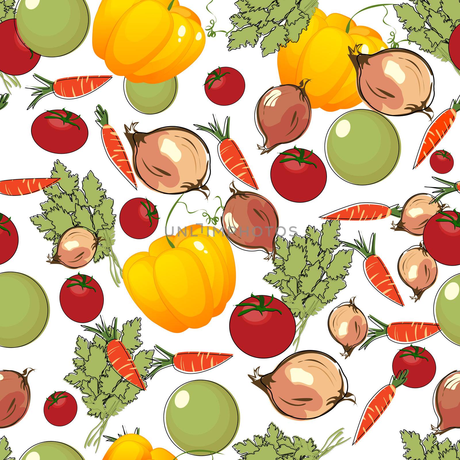Vegetables pattern on white by Lirch