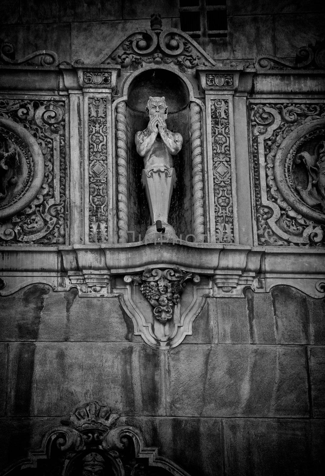 Ornate Facade with Pan Playing His Pipes by pixelsnap
