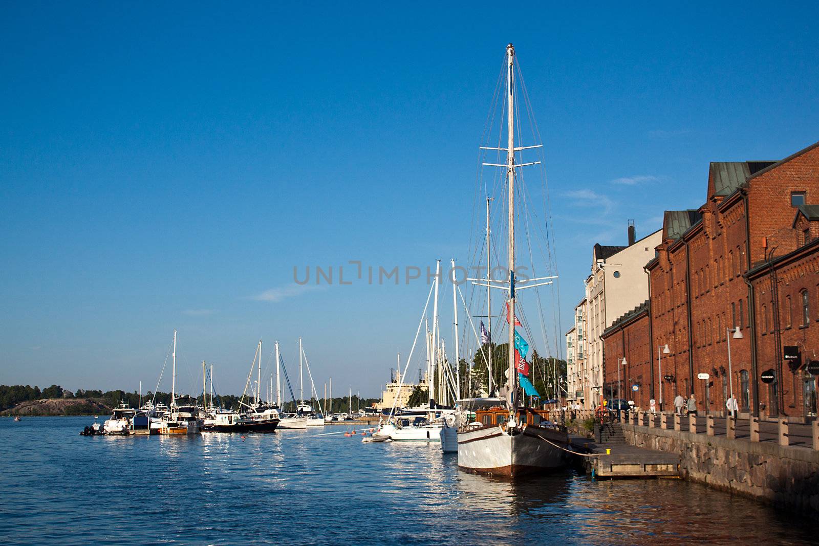 Landscape photo of yachts basin in Helsinki harbour