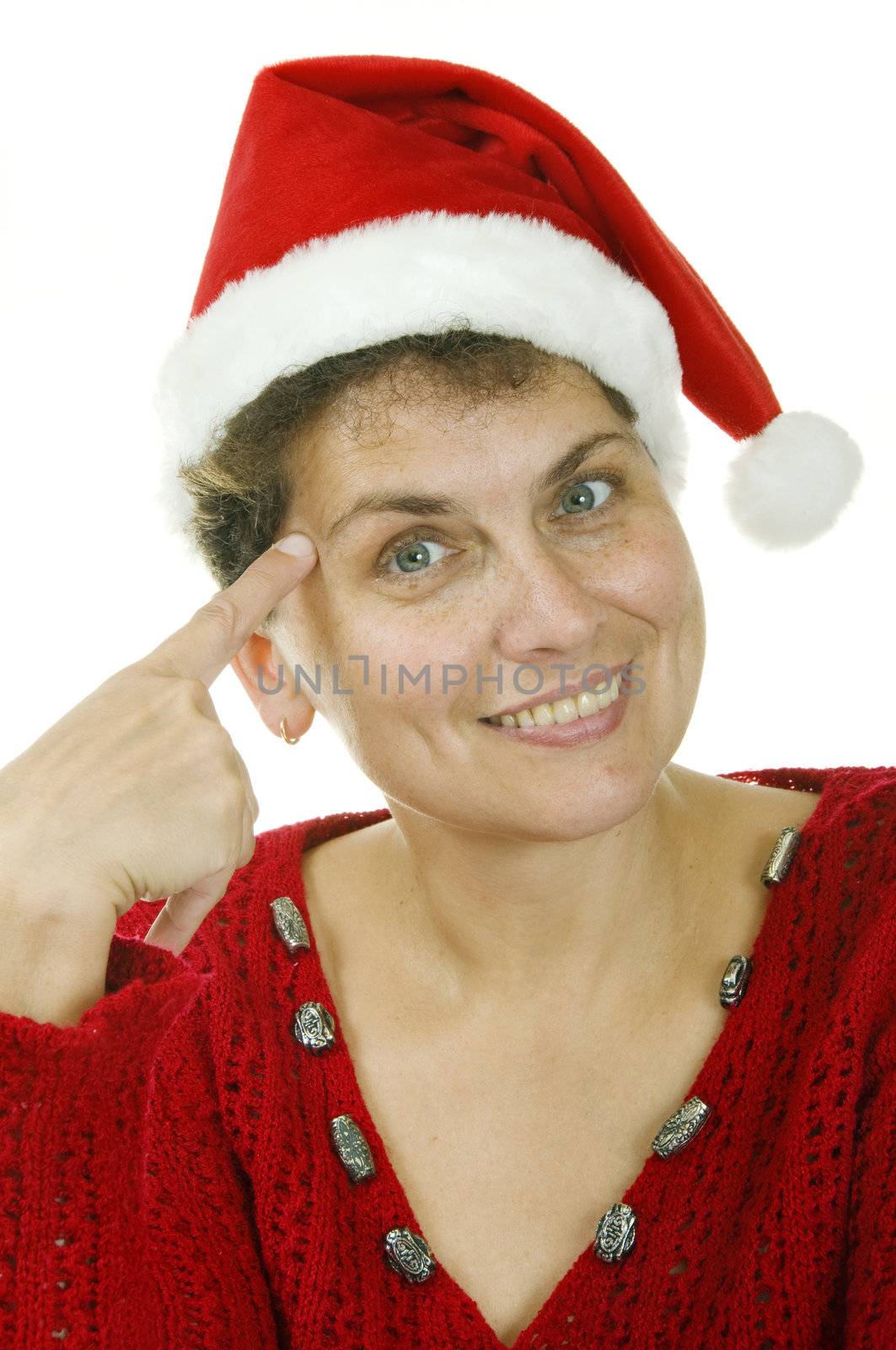 woman in a Santa Claus hat by gontar