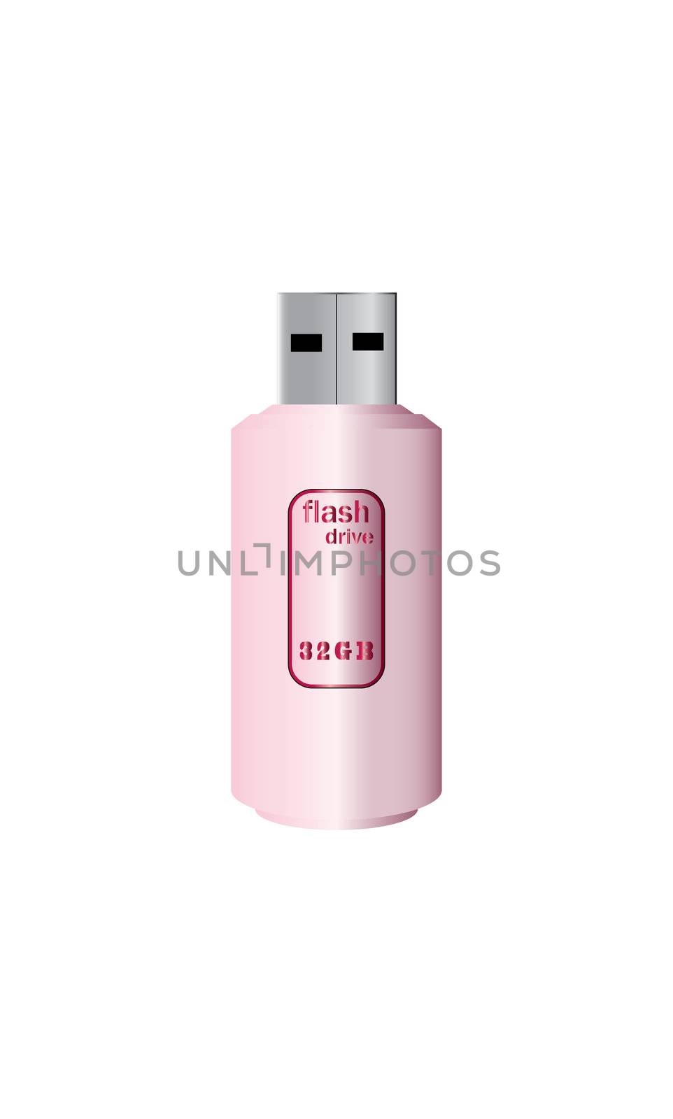 A Pink USB Flash Drive Vector isolated on White