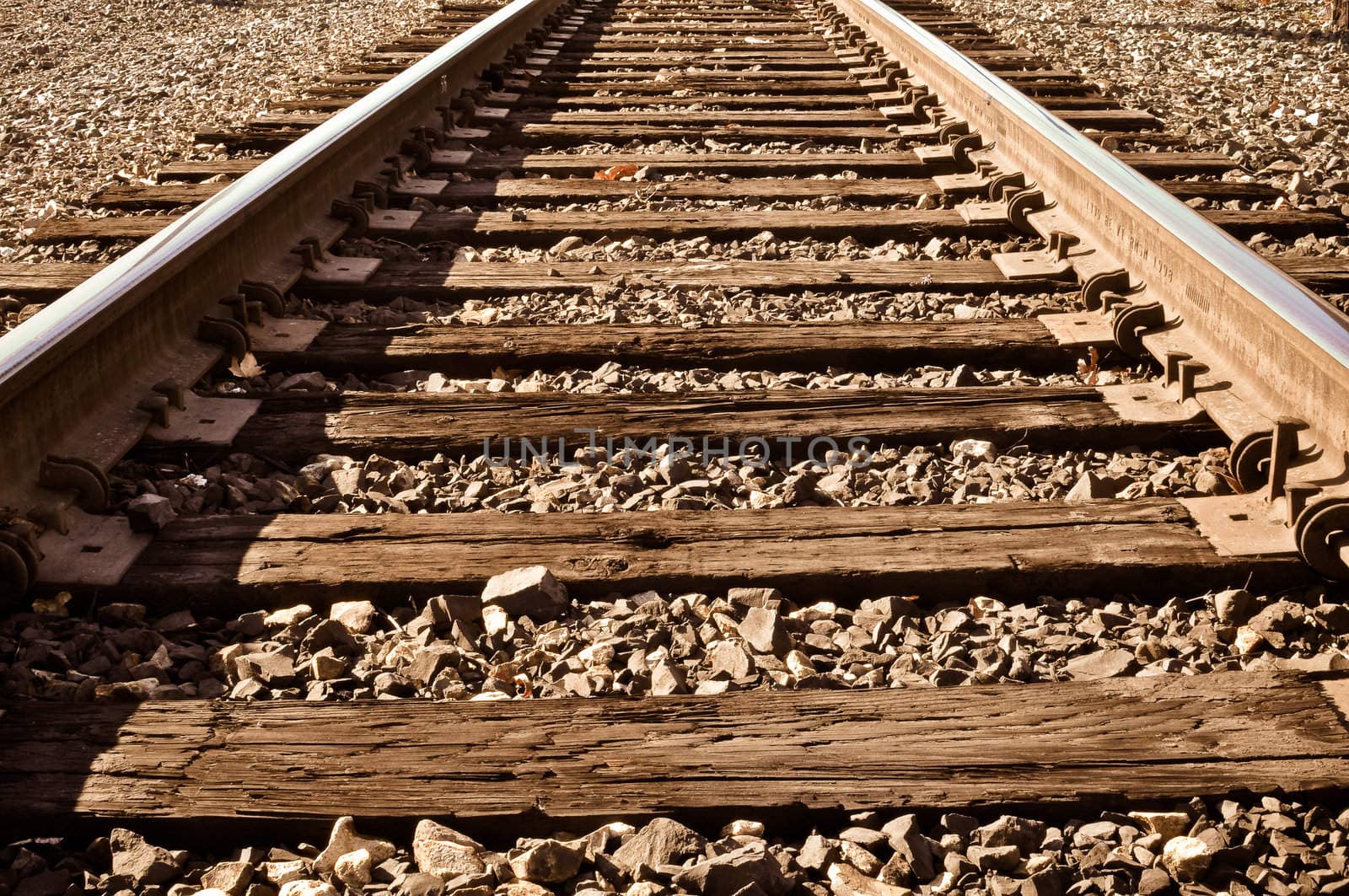 Old Rustic Railroad Track with wooden planks