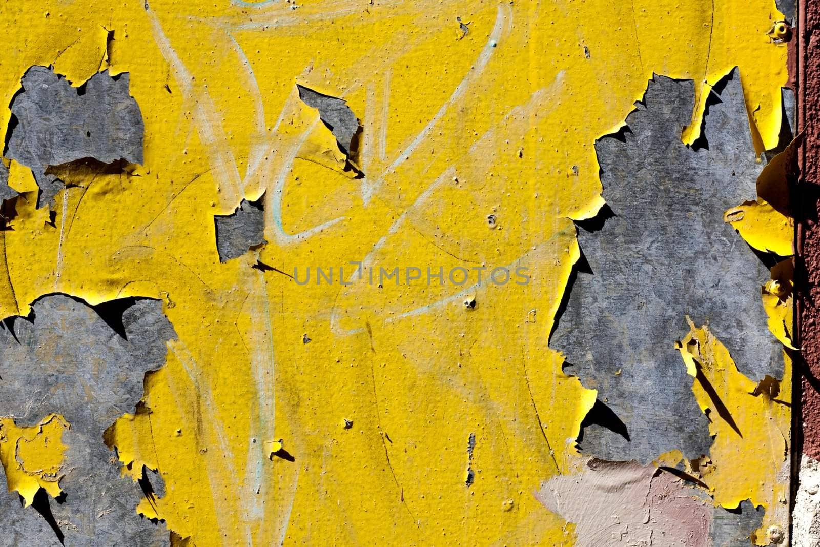 yellow metal texture with peeled paint by membio